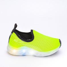 Tênis Infantil Led Kidy Light Fun Calce Fácil Amarelo Neon
