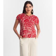 Blusa Feminina Estampada Rovitex Vermelho, P, Vermelho