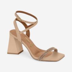 Sandália Vizzano Salto Bloco Bege-Feminino