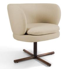 Poltrona Decorativa Sala De Estar Melissa Base Xis Giratória C-129 Linho Bege Escuro - Domi