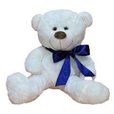 Urso De Pelúcia Baunilha Super Macio 50 Cm - Com Laço Colorido, Decora
