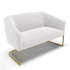 Sofá 2 Lugares Namoradeira Industrial Dourado Stella Bouclê Off White  D03 - D'Rossi