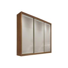 Guarda Roupa Casal Diamond-Londres 3 Portas de Correr 8 Gavetas MDF Cumaru-Fendi 25 Móveis Novo Horizonte