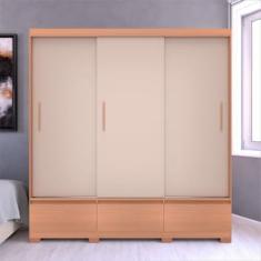 Guarda-Roupa Casal Bartira Monza 3 Portas de Correr 3 Gavetas Externas MDP - 199,8cm de Largura