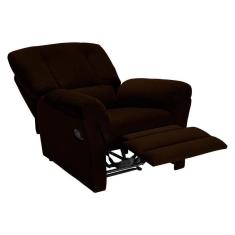 Poltrona Reclinável P/ Sala Da Vinci Malbec Zero Wall Giro E Balanço Suede Marrom Escuro