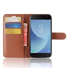 Capa carteira para Samsung J2 Pro 2018, capa carteira flip de couro PU premium com compartimento para cartão, suporte e fecho magnético [capa interior à prova de choque de TPU] compatível com Samsung