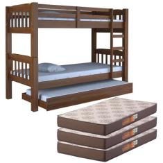 Treliche Madeira Maciça Proteção Com Auxiliar 3 Colchões D20 - Digo.Ca