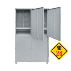 Roupeiro em aço insalubre com 4 portas grandes com divisória e sapatei