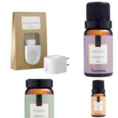 Kit 1 Difusor Elétrico Original Porcelana + 3 Essências Via Aroma