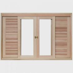 Janela de Madeira Veneziana de Correr 100x200cm Com Caixilho 14cm ewk 362 Rondosul