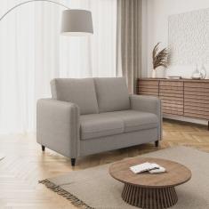 Sofá 2 Lugares em Linho Orquídea Cabecasa Madeiramadeira Cinza