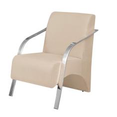 Poltrona Vênus 01 Lugar Braço CromadoBege