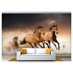 Papel De Parede Animais Cavalos Campo Areia 3D Anm99 - Você Decora