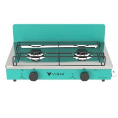 Fogao a Gas Portatil 2 Bocas Venax Flamalar Vetro Verde
