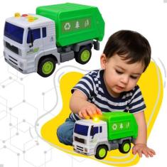 Caminhão Coleta de Lixo Fricção c/ Som e Luz Brinquedo Infantil - DM T