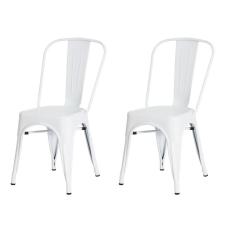 Kit 2 Cadeiras Tolix Iron Design Branca Aço Industrial Sala Cozinha Jantar Bar
