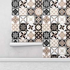 Papel de Parede Lavável Adesivo Autocolante Azulejo Ladrilho Indiano Cozinha Area Gourmet Decoração 3 Metros