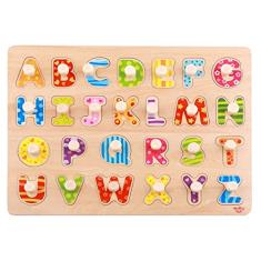 Brinquedo Encaixe Letras Alfabeto com Pinos Madeira TY852 Tooky Toys