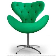 Cadeira Com Capitonê Decorativa Poltrona Egg Verde Com Base Giratória