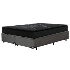Colchão Queen Size Umaflex New Itália Black D26 com Molas Ensacadas e Pillow Top + Base Box Itaflex Universal com Baú 65,5x158x198 cm - Preto/Granite 