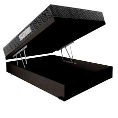 Cama Box Baú Casal Colchão Prime Gold D33 Acolchões + Box Suede 61x138x188 Preto