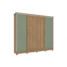Guarda Roupa Casal 4 Portas de Correr e 4 Gavetas c/ Pés CB03N565 Nogu