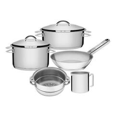 Jogo De Panelas 5 Peças Inox Fundo Triplo Solar Tramontina