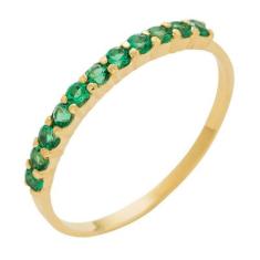 Meia Aliança de Ouro 18k com Esmeralda Natural - Meu Anel, 12