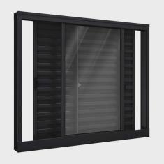 Janela de Alumínio Veneziana de Correr Lateral 3 Folhas Móveis 100x120cm Riobras