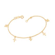 Pulseira Rommanel Banhado Ouro Berloques De Cruz E Espírito Santo 551724