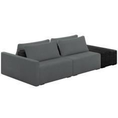Sofá Ilha Modular Para Sala 232cm com Puff Dublin K01 Bouclê Cinza e S