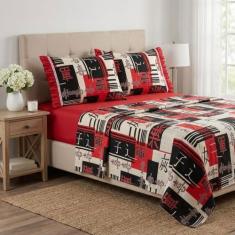 Jogo Lençol Queen 4 Peças 100% Algodão Percal 180 Fios Babadinho - san