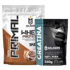 Kit: Whey Protein Primal 1Kg 100% Importado + Creatina Monohidratada 250g - Soldiers Nutrition-Unissex