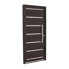 Porta Social de Giro com Lambris e Frisos Black em Aço 217 x 88 x 8 cm Esquerda Pratika Sasazaki