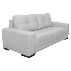 Sofá 3 Lugares Sala de Estar Milano 210cm Couro Branco - Gran Belo