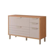 Balcão de Cozinha Eloise c/4 Gavetas e 1 Porta Basculante Riscada c/Tampo 120 cm Freijo/Off White - MGM