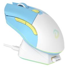DAREU Mouse para jogos sem fio EM901X com base de carregamento recarregável RGB, 12K DPI, 7 botões programáveis, sensor de alta precisão [300IPS] [1000Hz] para PC, notebook, Mac