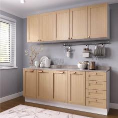 Cozinha Modulada 4 Peças com Tampo 2 Aéreos 2 Balcões Arizona Cabecasa Madeiramadeira Figueira