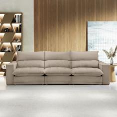 Sofá 4 Lugares Martinho Retrátil Boucle Bege  - Celflex