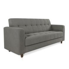 Sofá 03 Lugares Arezzo Suede Grafite Pés Chanfrado Tabaco - D`rossi