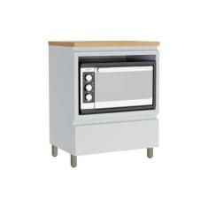 Balcão de Cozinha Modulado Rainha p/ Forno 1 Porta c/Tampo 70 cm Branc