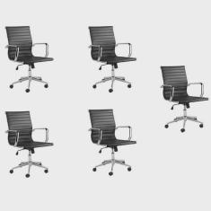 Kit 5 Cadeiras de Escritório Office Sevilha Baixa