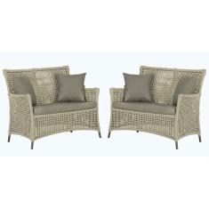 2 Sofás área Externa Igapó Alumínio Marrom Corda Náutica E8 Rami