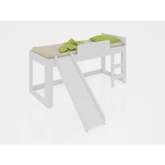 Cama Infantil com Escorregador e Cortina Diversão Branco