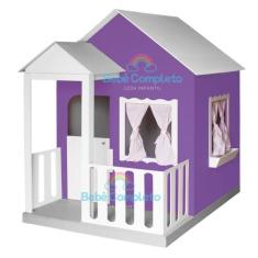 Casinha De Brinquedo Infantil 120cm Em Madeira Com Cercado - Bebê Comp