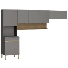 Armário de Cozinha Modulada 3 Peças Lina11 Z06 Gris/Freijó - Mpozenato
