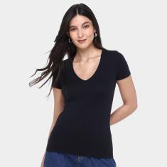 Camiseta Hering Básica Gola V Feminina-Feminino