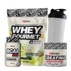 Kit Whey Protein Refil + Creatina 300g + BCAA cáps + Coqueteleira - FN Forbis Nutrition-Unissex