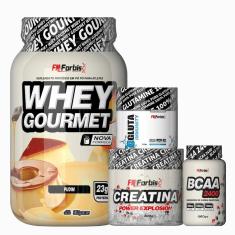 Kit Whey Gourmet Pote + Creatina 300g + Glutamina 150g + BCAA 100 cáps - FN Forbis-Unissex