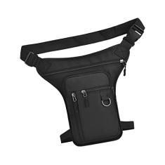 Bolsa de larga bolsa de coxa externa bolsa de cintura multiuso cintura ajustável e alça de coxa, PRETO